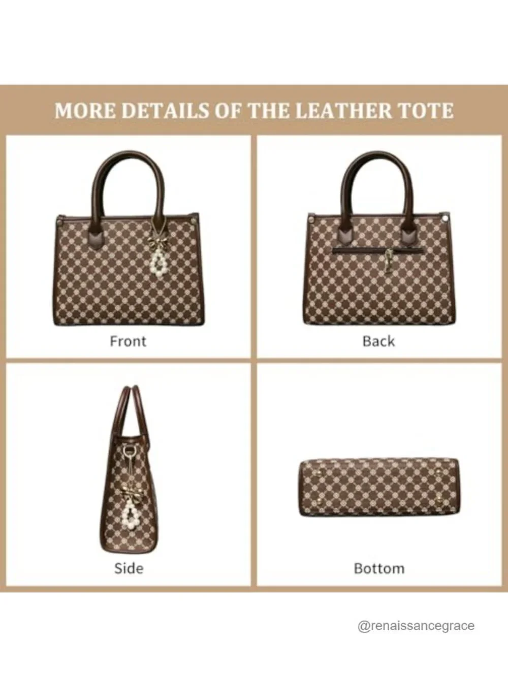 PU Leather Satchel Handbag 3-Piece Set with Wallet & Card Holder Adjustable